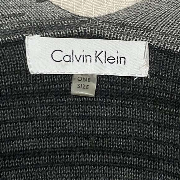 Calvin Klein Womens Shawl Wrap Sweater One Size Knit Grey - Picture 3 of 3